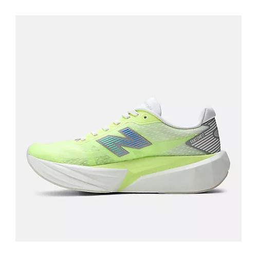 NEW BALANCE FUELCELL REBEL v5 BLANCO AMARILLO ZAPATILLAS RUNNING MUJER VISTA INTERIOR, ARISTARUN