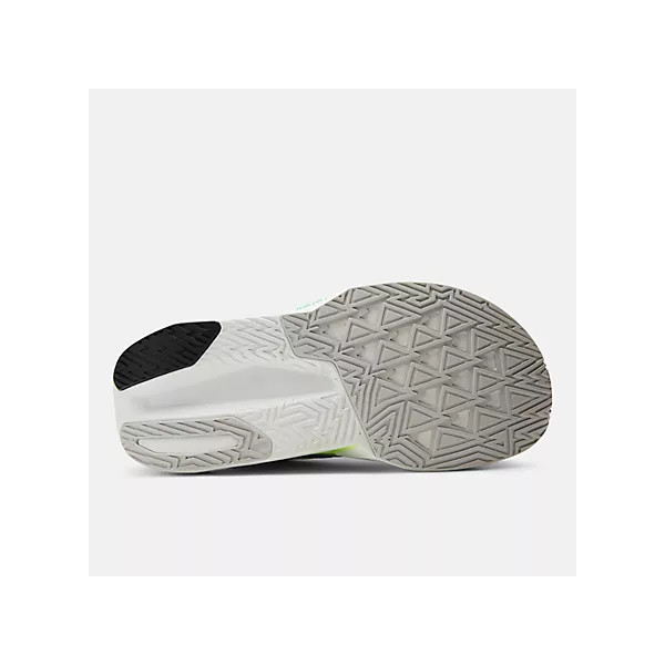 NEW BALANCE FUELCELL REBEL v5 BLANCO AMARILLO ZAPATILLAS RUNNING MUJER VISTA SUELA, ARISTARUN