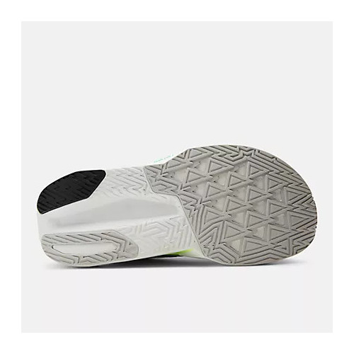 NEW BALANCE FUELCELL REBEL v5 BLANCO AMARILLO ZAPATILLAS RUNNING MUJER VISTA SUELA, ARISTARUN