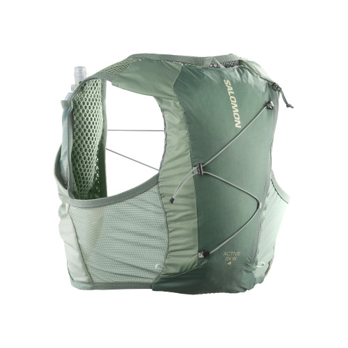 SALOMON ACTIVE SKIN 4 SET VERDE CHALECO HIDRATACIÓN VISTA TRASERA, ARISTARUN