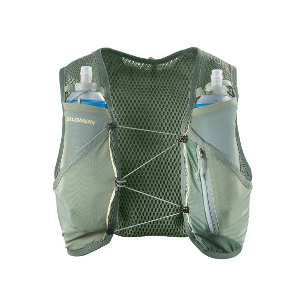 SALOMON ACTIVE SKIN 4 SET VERDE CHALECO HIDRATACIÓN VISTA DELANTERA, ARISTARUN