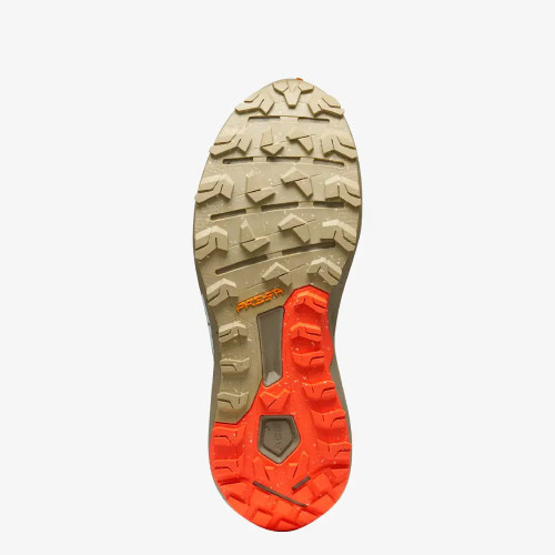 SCARPA SPIN PLANET BEIGE NARANJA ZAPATILLAS TRAIL HOMBRE VISTA SUELA,ARISTARUN