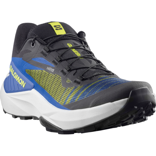 SALOMON GENESIS NEGRO AZUL ZAPATILLAS TRAIL HOMBRE VISTA LATERAL,ARISTARUN
