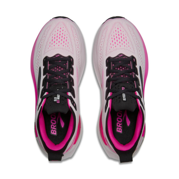 BROOKS GLYCERIN 23 GTS BLANCO ROSA ZAPATILLAS RUNNING MUJER VISTA SUPERIOR,ARISTARUN