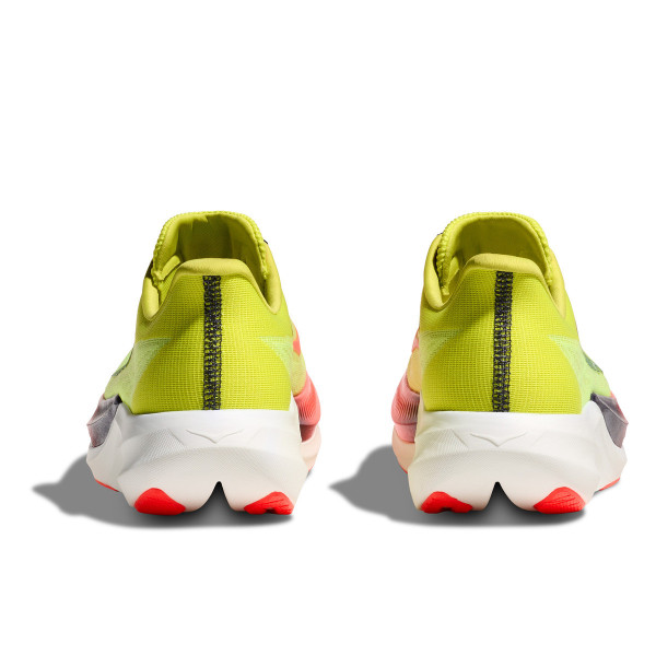 HOKA ROCKET X 3 AMARILLO ROJO ZAPATILLAS RUNNING UNISEX VISTA ANTERIOR,ARISTARUN