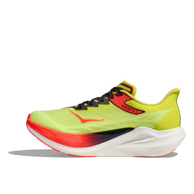 HOKA ROCKET X 3 AMARILLO ROJO ZAPATILLAS RUNNING UNISEX VISTA EXTERIOR,ARISTARUN 2