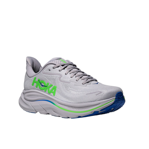 HOKA CLIFTON 10 GRIS VERDE ZAPATILLAS RUNNING HOMBRE VISTA LATERAL,ARISTARUN