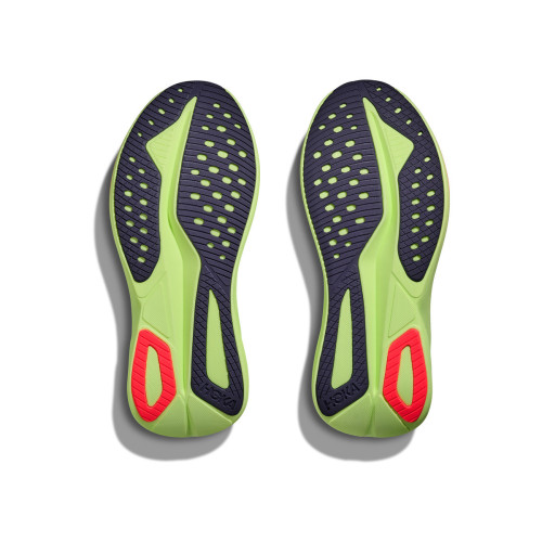 HOKA MACH 7 BLANCO AMARILLO ZAPATILLAS RUNNING HOMBRE VISTA SUELA,ARISTARUN