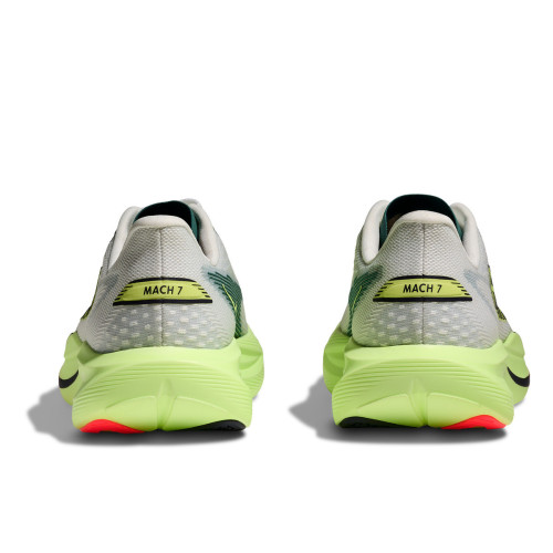 HOKA MACH 7 BLANCO AMARILLO ZAPATILLAS RUNNING HOMBRE VISTA TRASERA,ARISTARUN