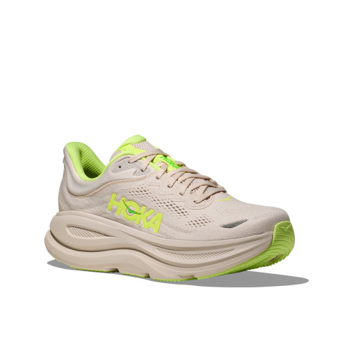 HOKA BONDI 9 GRIS NEON ZAPATILLAS RUNNING HOMBRE VISTA PERFIL,ARISTARUN