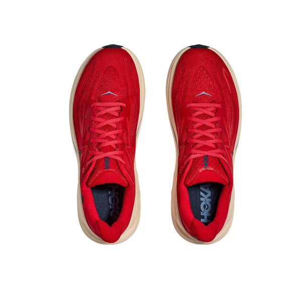 HOKA CLIFTON 10 ROJO ZAPATILLAS RUNNING HOMBRE VISTA SUPERIOR,ARISTARUN