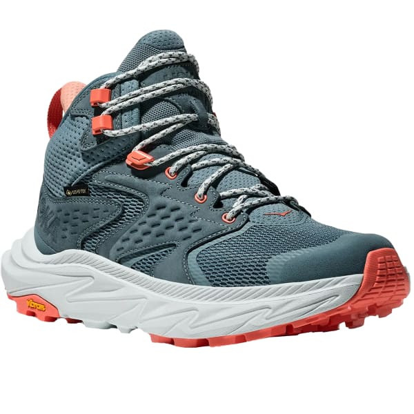 HOKA ANACAPA 2 MID GTX AZUL CORAL BOTAS MUJER VISTA LATERAL PERFIL EXTERNA, ARISTARUN