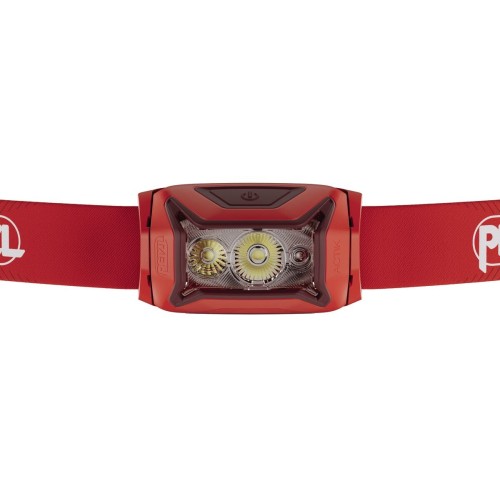 PETZL ACTIK 450 LÚMENES ROJO FRONTAL VISTA FRONTAL, ARISTARUN