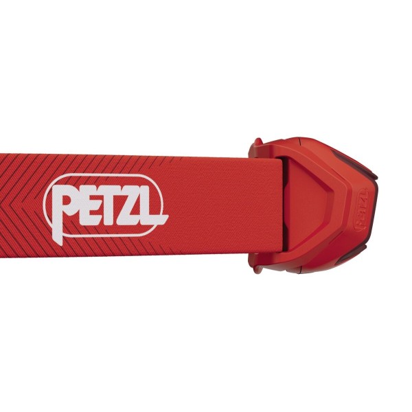 PETZL ACTIK 450 LÚMENES ROJO FRONTAL VISTA LATERAL, ARISTARUN