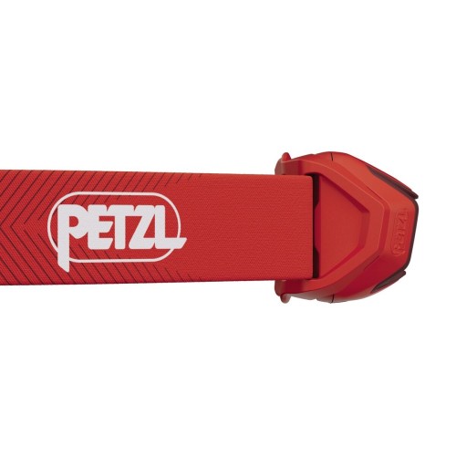 PETZL ACTIK 450 LÚMENES ROJO FRONTAL VISTA LATERAL, ARISTARUN