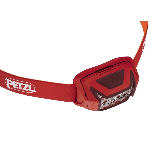 PETZL ACTIK 450 LÚMENES ROJO FRONTAL VISTA LATERAL1, ARISTARUN