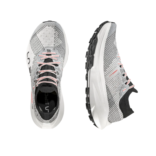 LA SPORTIVA PRODIGIO PRO WHITE BLACK ZAPATILLAS TRAIL HOMBRE VISTA SUPERIOR,ARISTARUN