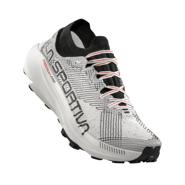LA SPORTIVA PRODIGIO PRO WHITE BLACK ZAPATILLAS TRAIL HOMBRE VISTA LATERAL,ARISTARUN