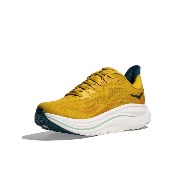 HOKA CLIFTON 10 YELLOW GOLD ZAPATILLAS RUNNING HOMBRE VISTA PERFIL,ARISTARUN