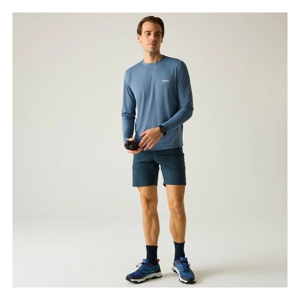 REGATTA MINDO BLUE LONG SLEEVE TECH T-SHIRT FOR MEN