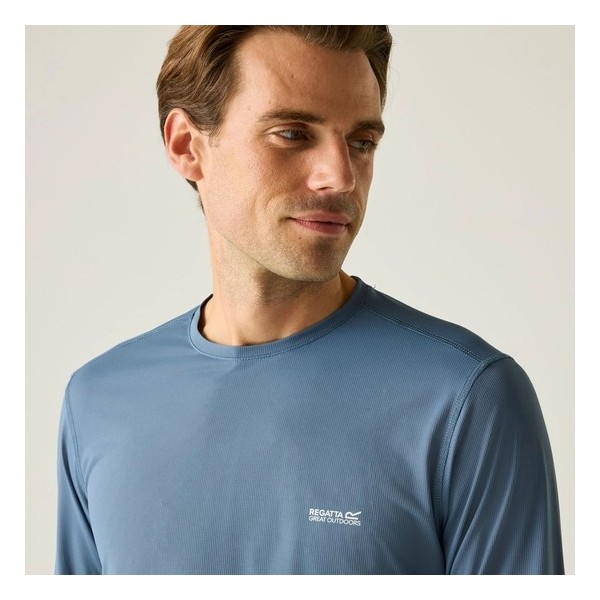 REGATTA MINDO BLUE LONG SLEEVE TECH T-SHIRT FOR MEN
