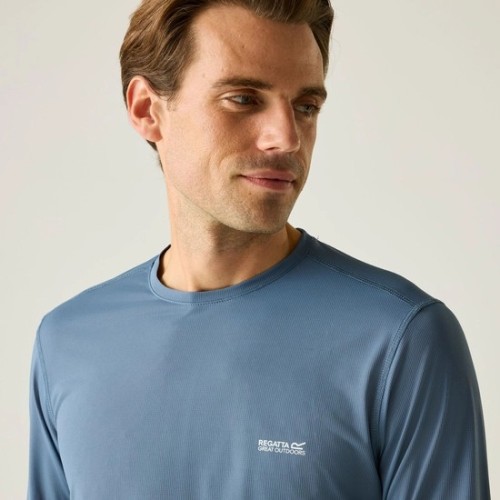 REGATTA MINDO BLUE LONG SLEEVE TECH T-SHIRT FOR MEN