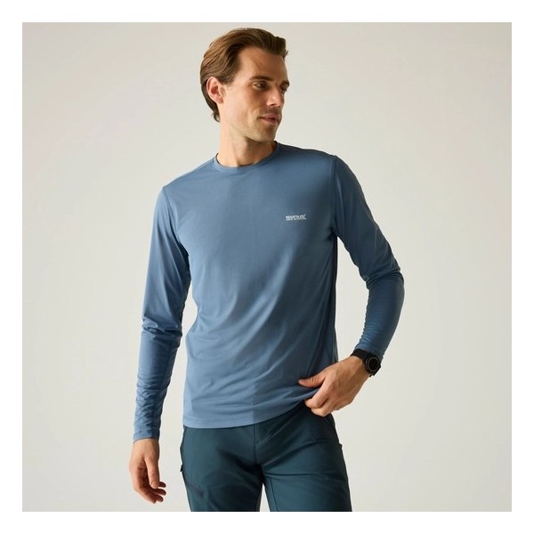 REGATTA MINDO BLUE LONG SLEEVE TECH T-SHIRT FOR MEN