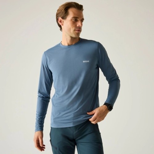 REGATTA MINDO BLUE LONG SLEEVE TECH T-SHIRT FOR MEN