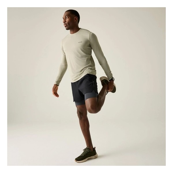 REGATTA MINDO BEIGE CAMISETA MANGA LARGA TECNICA HOMBRE VISTA FRONTAL, ARISTARUN