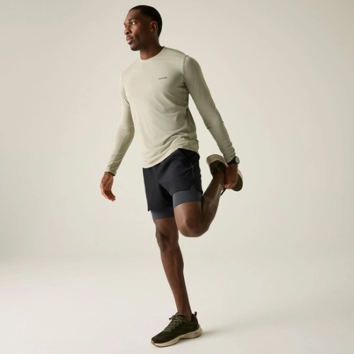REGATTA MINDO BEIGE CAMISETA MANGA LARGA TECNICA HOMBRE VISTA FRONTAL, ARISTARUN