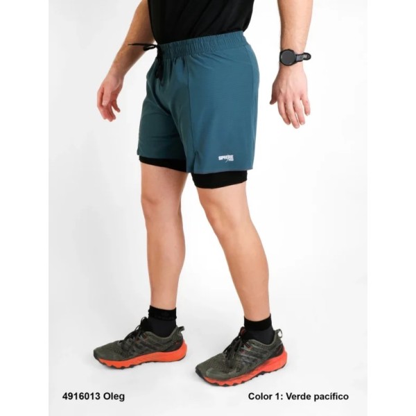 SPHERE PRO OLEG PACIFIC GREEN MEN'S TRAIL RUNNING SHORTS WITH MESH