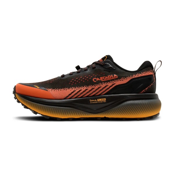BROOKS CASCADIA 20 PRETO LARANJA SNEAKERS TRAIL MASCULINOS