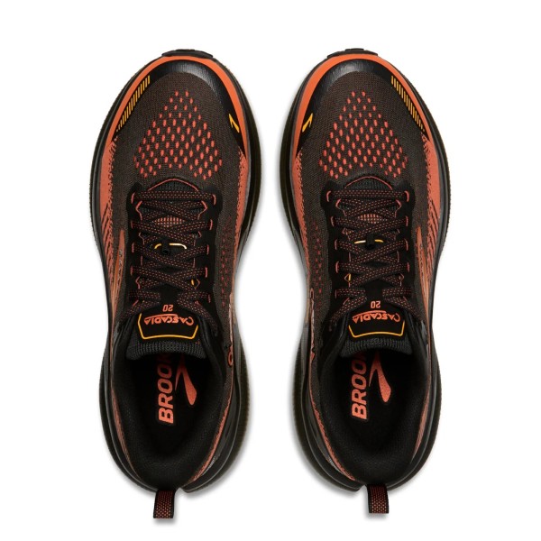 BROOKS CASCADIA 20 PRETO LARANJA SNEAKERS TRAIL MASCULINOS