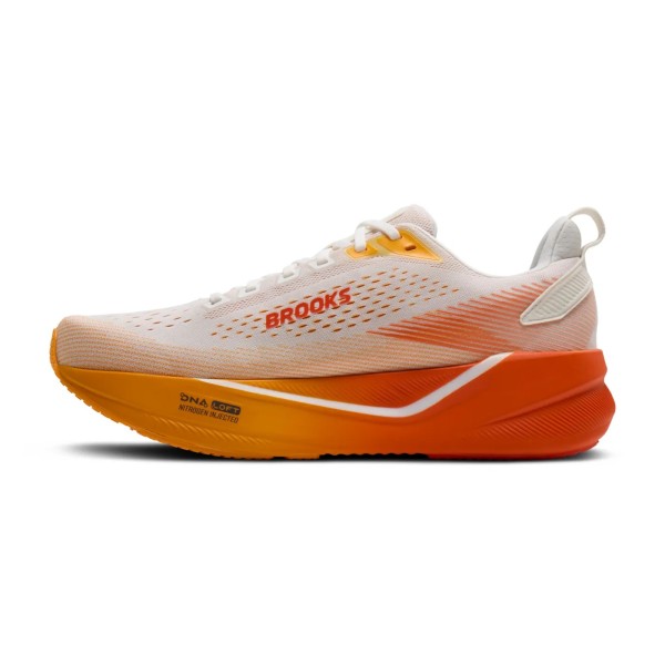BROOKS GHOST MAX 4 WHITE ORANGE MENS RUNNING SHOES