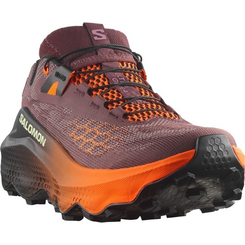 SALOMON ULTRA GLIDE 4 MAROON ORANGE TRAIL SHOES WOMEN