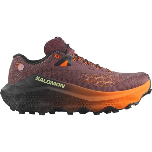 SALOMON ULTRA GLIDE 4 MAROON ORANGE TRAIL SHOES WOMEN