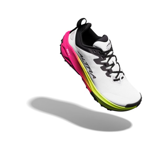 ALTRA EXPERIENCE WILD 3+ BLANCO ROSA ZAPATILLA TRAIL MUJER VISTA PERFIL EMPEINE, ARISTARUN