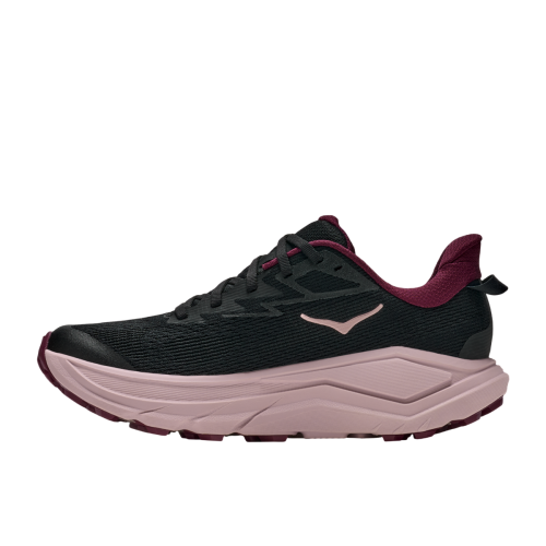 HOKA CHALLENGER 8 NEGRO ROSA ZAPATILLA MIXTA MUJER VISTA LATERAL INTERNA, ARISTARUN