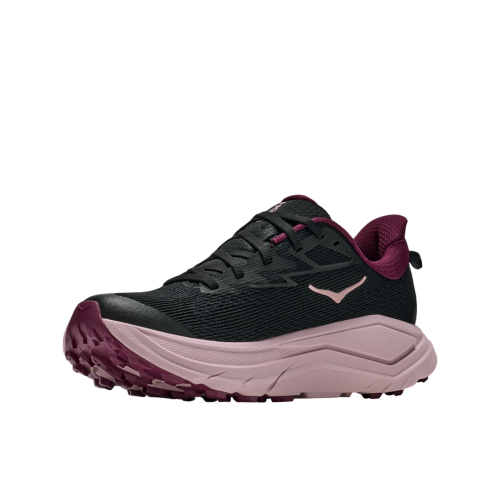 HOKA CHALLENGER 8 NEGRO ROSA ZAPATILLA MIXTA MUJER VISTA PERFIL INTERNA, ARISTARUN