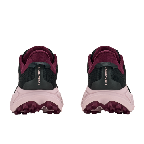 HOKA CHALLENGER 8 NEGRO ROSA ZAPATILLA MIXTA MUJER VISTA PAREJA TALÓN, ARISTARUN