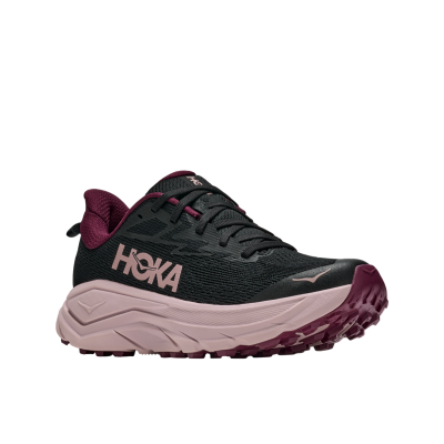 HOKA CHALLENGER 8 NEGRO ROSA ZAPATILLA MIXTA MUJER VISTA PERFIL, ARISTARUN