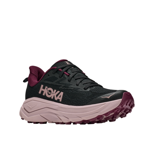 HOKA CHALLENGER 8 NEGRO ROSA ZAPATILLA MIXTA MUJER VISTA PERFIL, ARISTARUN