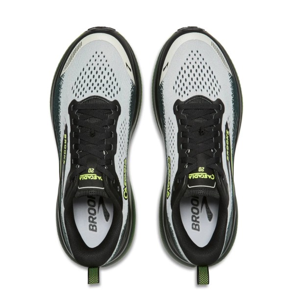 BROOKS CASCADIA 20 GRIS VERDE ZAPATILLAS TRAIL HOMBRE VISTA SUPERIOR,ARISTARUN