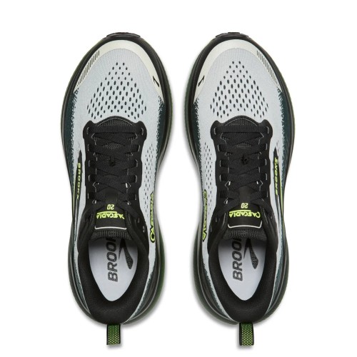 BROOKS CASCADIA 20 GRIS VERDE ZAPATILLAS TRAIL HOMBRE VISTA SUPERIOR,ARISTARUN