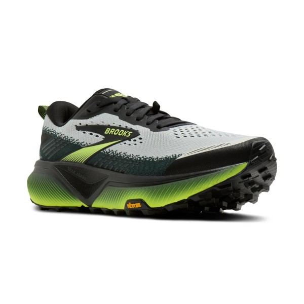 BROOKS CASCADIA 20 GRIS VERDE ZAPATILLAS TRAIL HOMBRE VISTA LATERAL,ARISTARUN