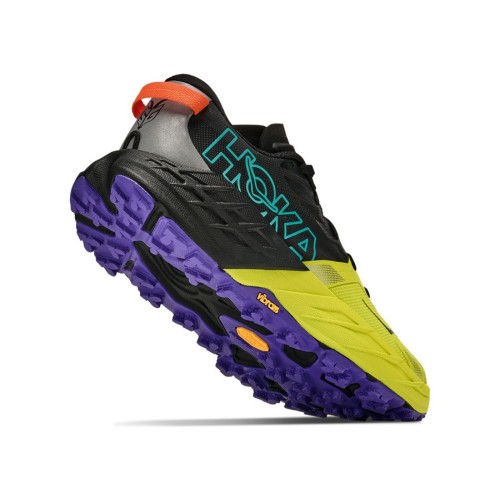 HOKA SPEEDGOAT 7 BALCK CITRUS ZAPATILLAS TRAIL HOMBRE VISTA TRASERA,ARISTARUN
