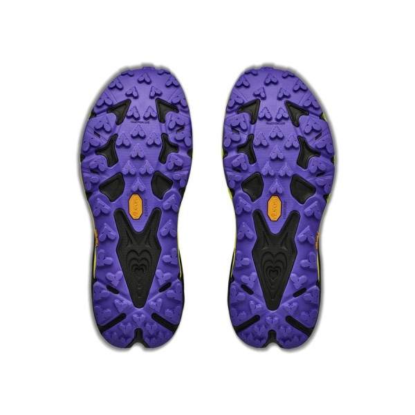HOKA SPEEDGOAT 7 BALCK CITRUS ZAPATILLAS TRAIL HOMBRE VISTA SUELA,ARISTARUN