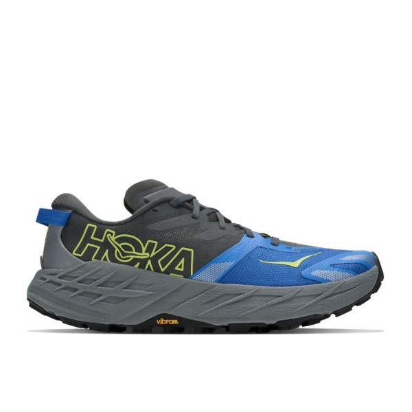 HOKA SPEEDGOAT 7 GRIS AZUL ZAPATILLAS TRAIL MUJER VISTA EXTERIOR,ARISTARUN