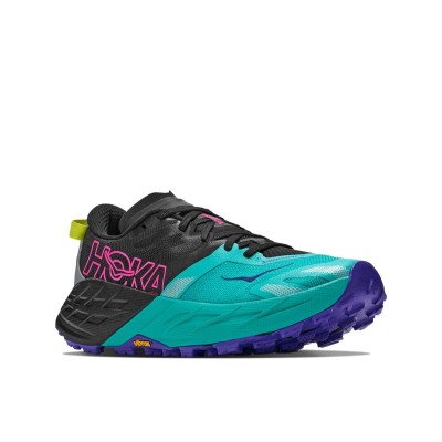HOKA SPEEDGOAT 7 BLACK AQUA ZAPATILLAS TRAIL MUJER VISTA LATERAL,ARISTARUN