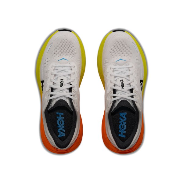 HOKA BONDI 9 BLANCO NEON ZAPATILLAS RUNNING HOMBRE VISTA SUPERIOR,ARISTARUN